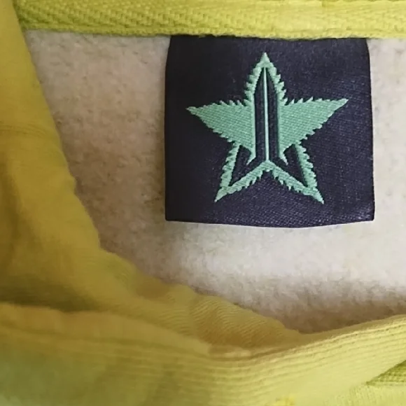 Jeffree Star Neon Yellow Green Hoodie with Script Sleeve - Picture 5 of 10